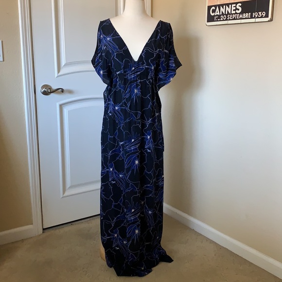 CLUB MONACO Blue Silk Maxi Dress, Size 2 - Picture 5 of 15